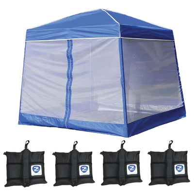Z-Shade 10' x 10' Angled Leg Instant Canopy Tent Shelter w/ Screen & Weight Bags