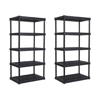 Contico 36 x 24 x 72 Inch 5 Tier Resin Outdoor & Garage Storage Shelf, 2 Pack