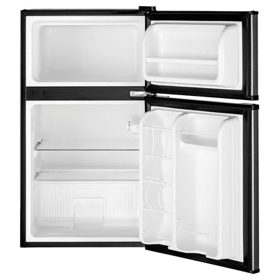 GE Appliances 3.1 Cu. Ft. Double Door Compact Refrigerator, Steel (Used)
