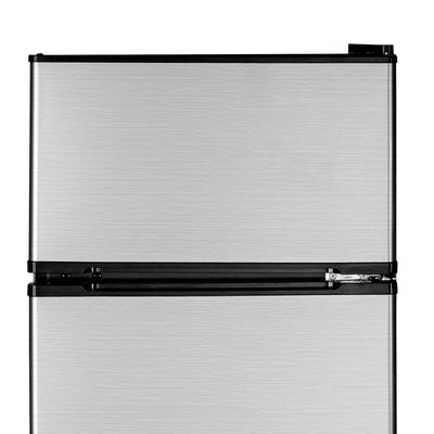 GE Appliances 3.1 Cu. Ft. Double Door Compact Refrigerator, Steel (Used)