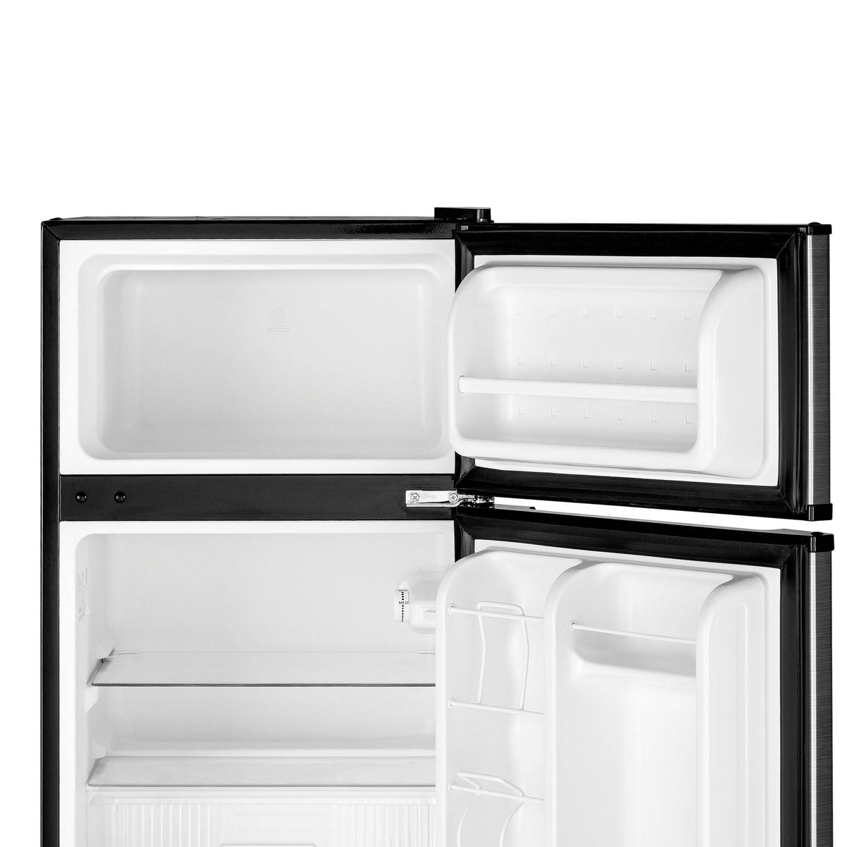 GE Appliances 3.1 Cu. Ft. Double Door Compact Refrigerator, Steel (Used)