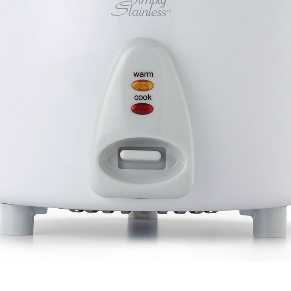 Aroma 6 Cup Cooked Simply Stainless Nonstick Rice Cooker Pot, White (Open Box)