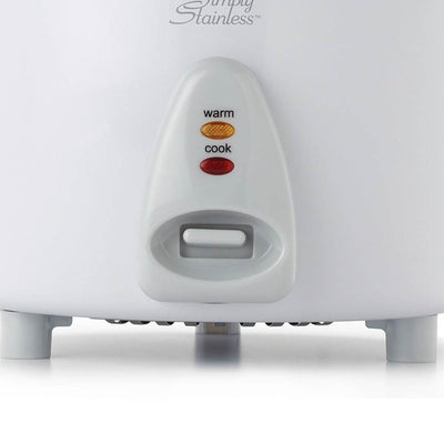 Aroma 6 Cup Cooked Simply Stainless Nonstick Rice Cooker Pot, White (Open Box)
