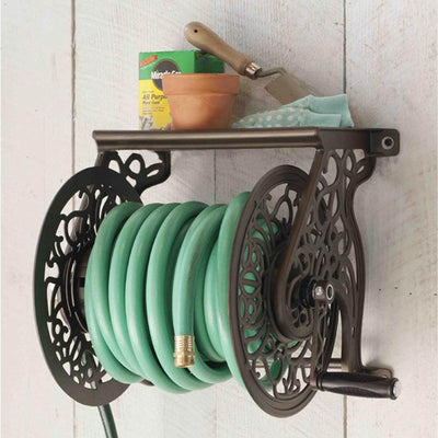 Liberty Garden Decorative Metal Garden Water Hose Wall Mounted Reel (Open Box) - VMInnovations