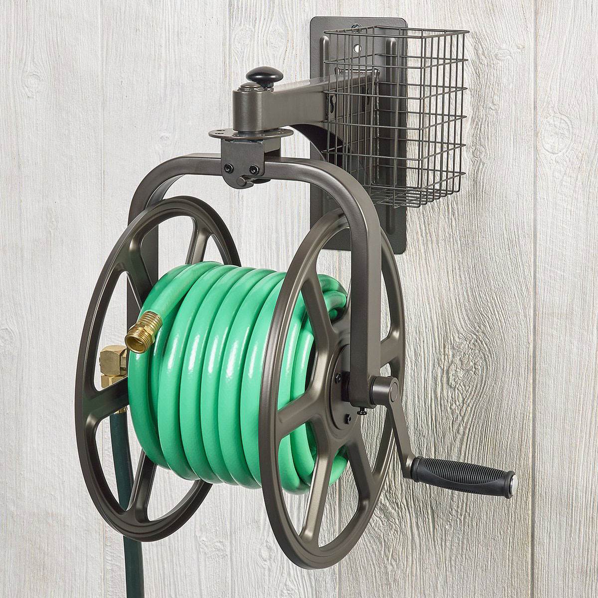 Liberty Garden Single Arm Navigator Rotating Hose Reel w/ Storage (Open Box) - VMInnovations