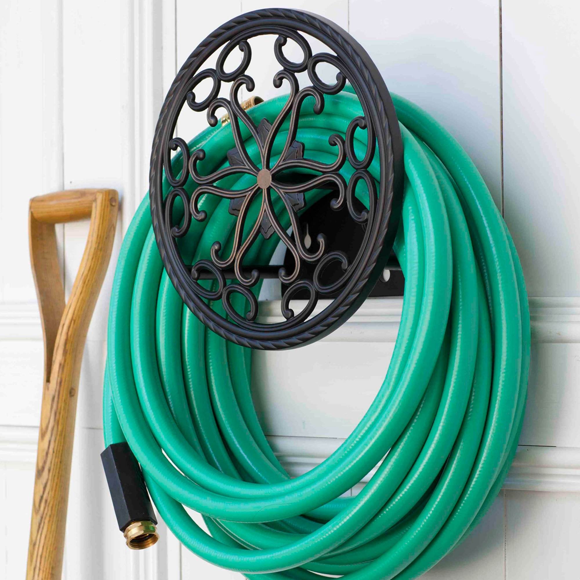 Liberty Garden Aluminum Decorative Wall Mount Butler Garden Hose Reel (Open Box) - VMInnovations