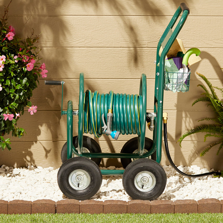 Liberty Garden Products 4 Wheel Hose Reel Cart Holds up to 350 Feet (Open Box) - VMInnovations