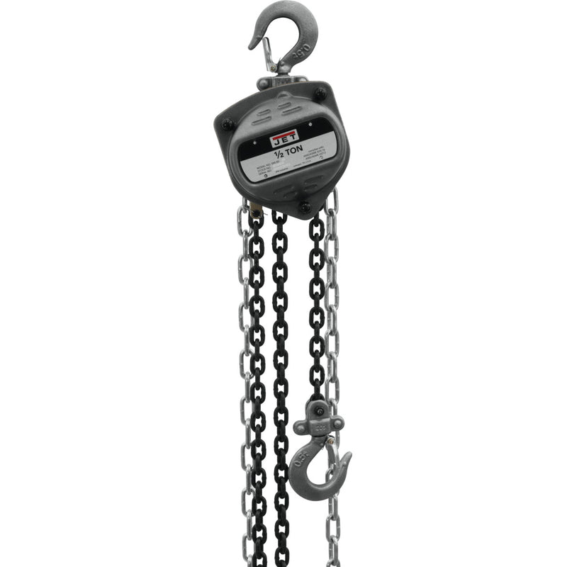 Jet Contractor 0.5 Ton Hand Chain Hoist with 15 Foot Lift & 2 Hooks (Used)