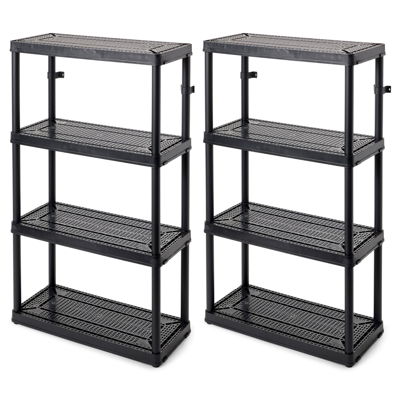 Gracious Living 4 Shelf Fixed Height Medium Duty Storage Rack, 2 Pack, Black - VMInnovations