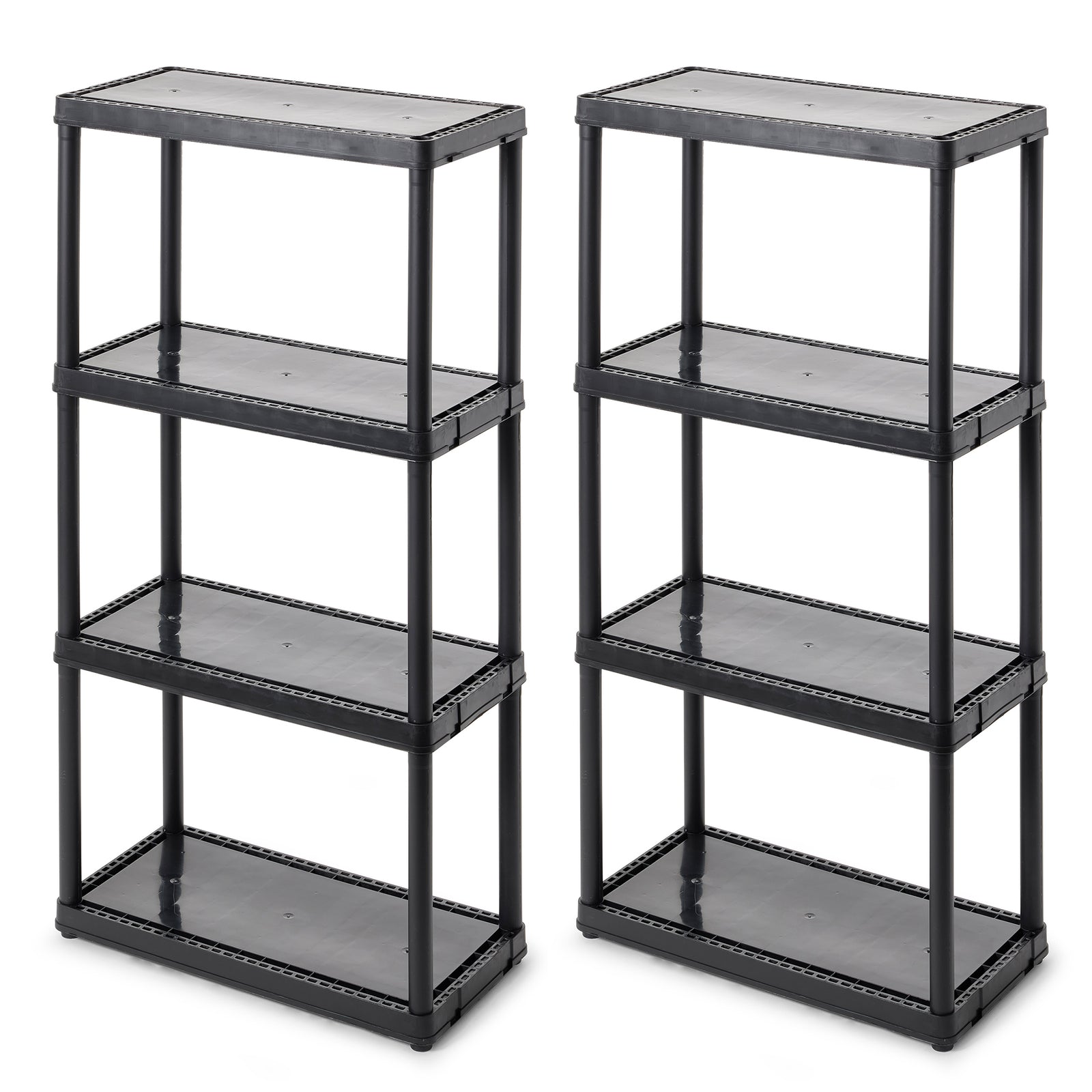 Gracious Living 4 Shelf Fixed Height Light Duty Storage Unit, Black (2 Pack) - VMInnovations