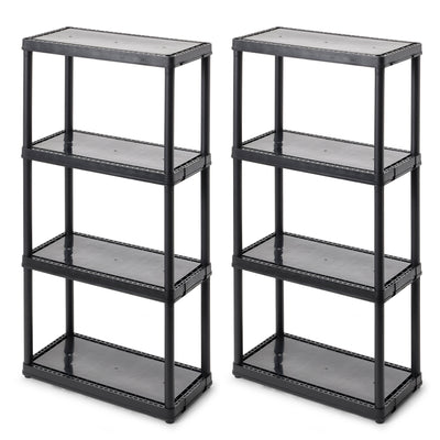 Gracious Living 4 Shelf Fixed Height Light Duty Storage Unit, Black (2 Pack) - VMInnovations