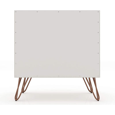 Manhattan Comfort Rockefeller Modern 1 Drawer Nightstand, Off White & Nature