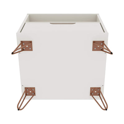 Manhattan Comfort Rockefeller Modern 1 Drawer Nightstand, Off White & Nature