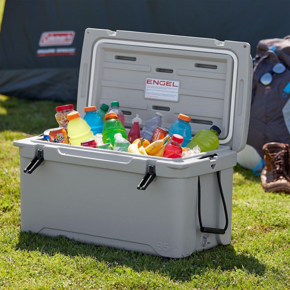 ENGEL Coolers 58 Quart 70 Can High Performance Roto Molded Ice Cooler, Gray