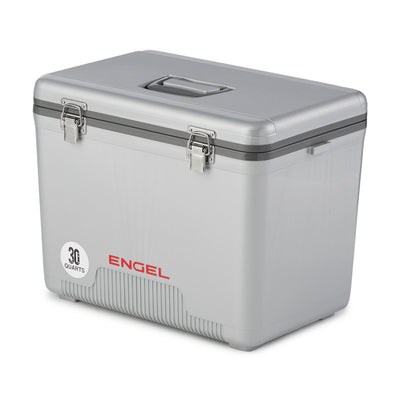 Engel Coolers 30 Quart 48 Can Insulated Mobile Cooler Drybox, Silver (Used)