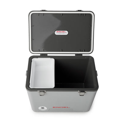 Engel Coolers 30 Quart 48 Can Insulated Mobile Cooler Drybox, Silver (Used)