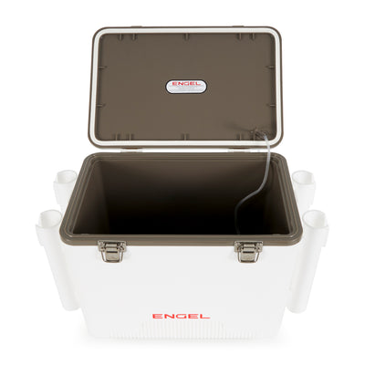 Engel 30-Quart Bait Box and Cooler with Rod Holders, White (Open Box) - VMInnovations