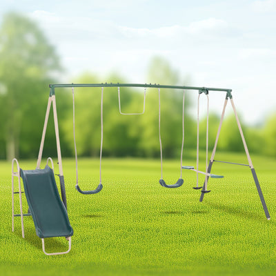 XDP Recreation Childrens Playground Metal Structure Swing Set, Slide (Open Box) - VMInnovations