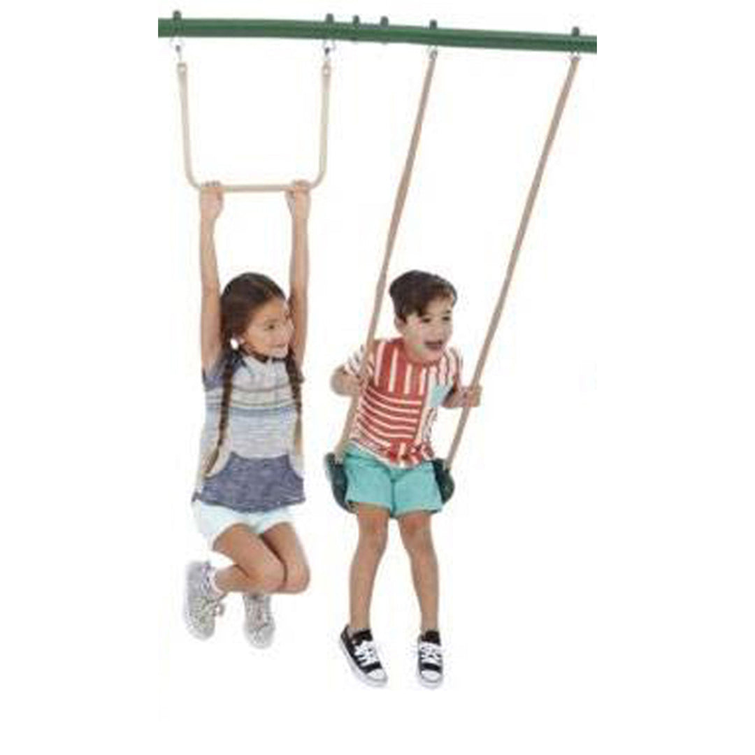 XDP Recreation Outdoor Central Park Swing Set w/ Slide, Glider, & Trapeze, Green