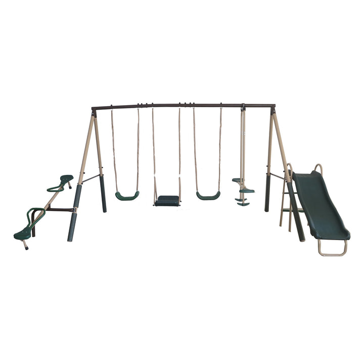 XDP Recreation Play Kids Backyard Playset Swing Set w/ Slide & See Saw(Open Box)