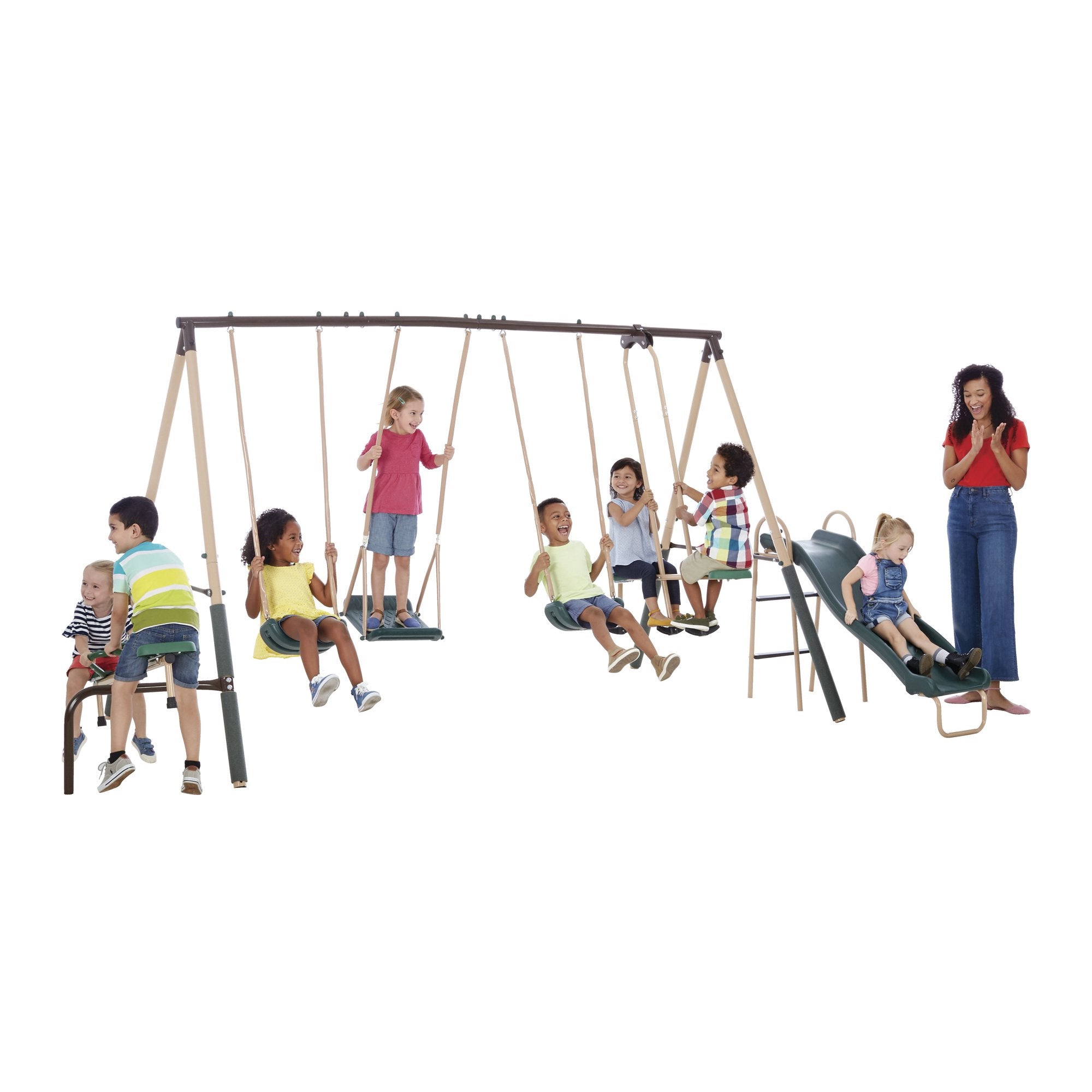 XDP Recreation Play Kids Backyard Playset Swing Set w/ Slide & See Saw(Open Box) - VMInnovations