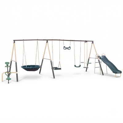 XDP Recreation Deerfield Playground Swing Set, Super Disc, Slide, Glider & Swing