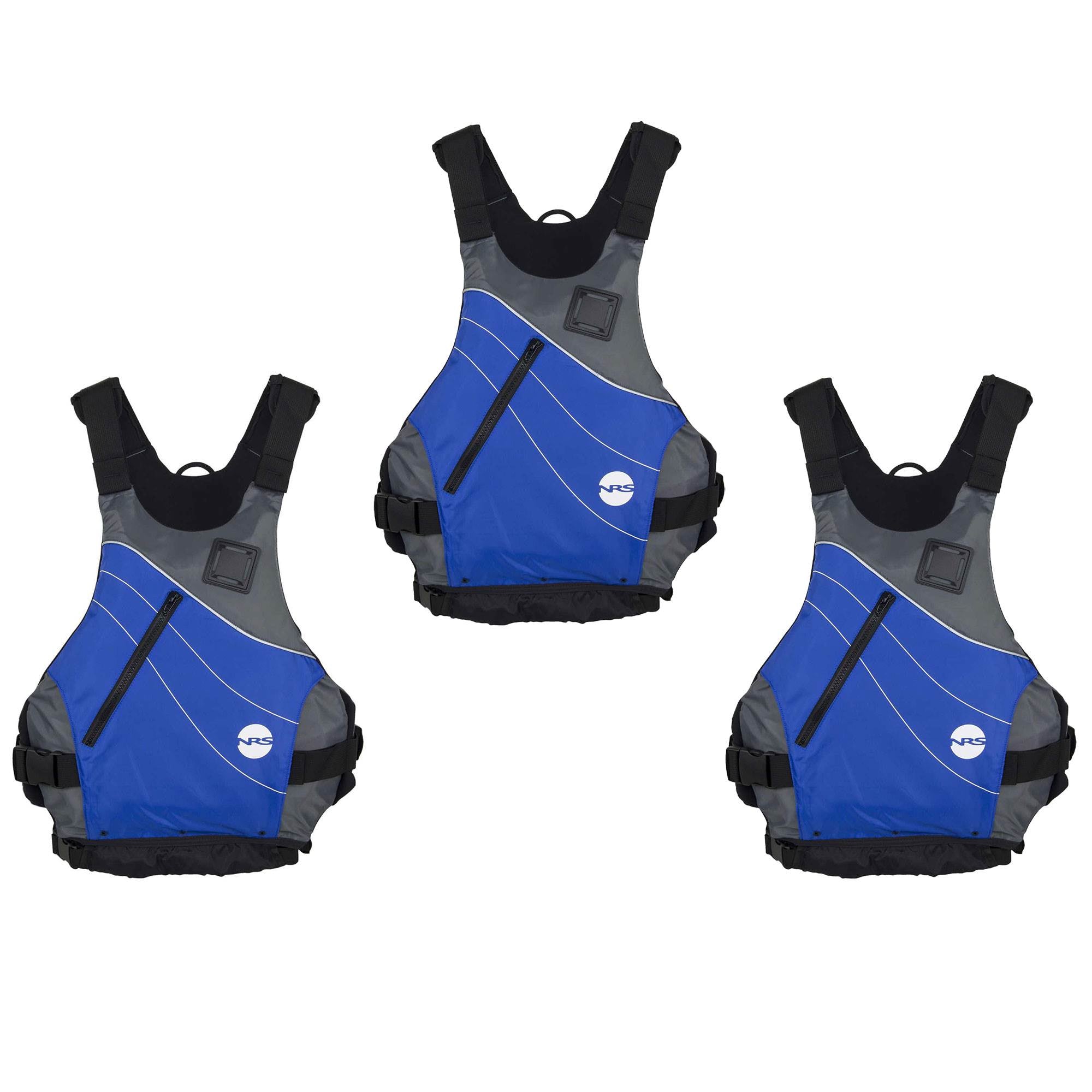 NRS Vapor Adult Large X-Large PFD Type III Boating Life Jacket, Blue (3 Pack)