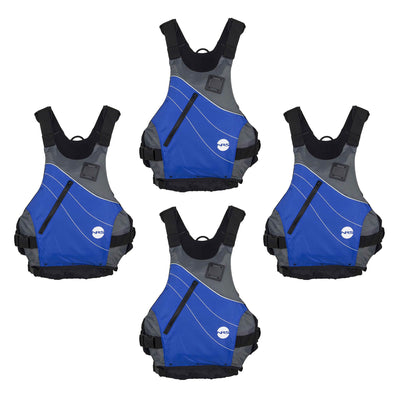 NRS Vapor Adult Large X-Large PFD Type III Boating Life Jacket, Blue (4 Pack)