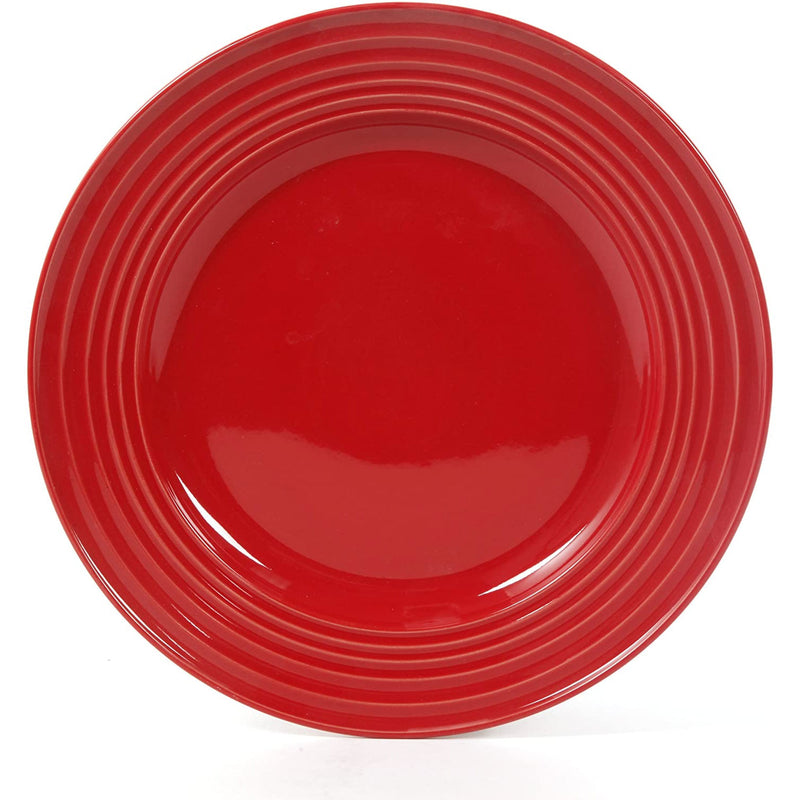 Gibson Home Plaza Cafe 12 Piece Stoneware 4 Person Dinnerware Serving Set, Red
