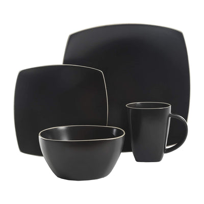 Gibson Elite Soho Lounge 16 Piece Dinnerware Set for 4, Matte Black (Open Box) - VMInnovations