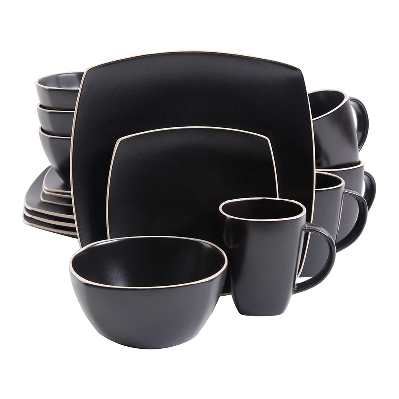 Gibson Elite Soho Lounge 16 Piece Dinnerware Set for 4, Matte Black (Used)