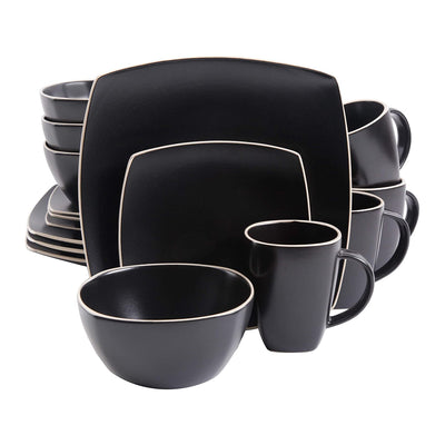 Gibson Elite Soho Lounge 16 Piece Dinnerware Set for 4, Matte Black (Open Box) - VMInnovations