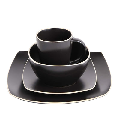 Gibson Elite Soho Lounge 16 Piece Dinnerware Set for 4, Matte Black (Open Box) - VMInnovations