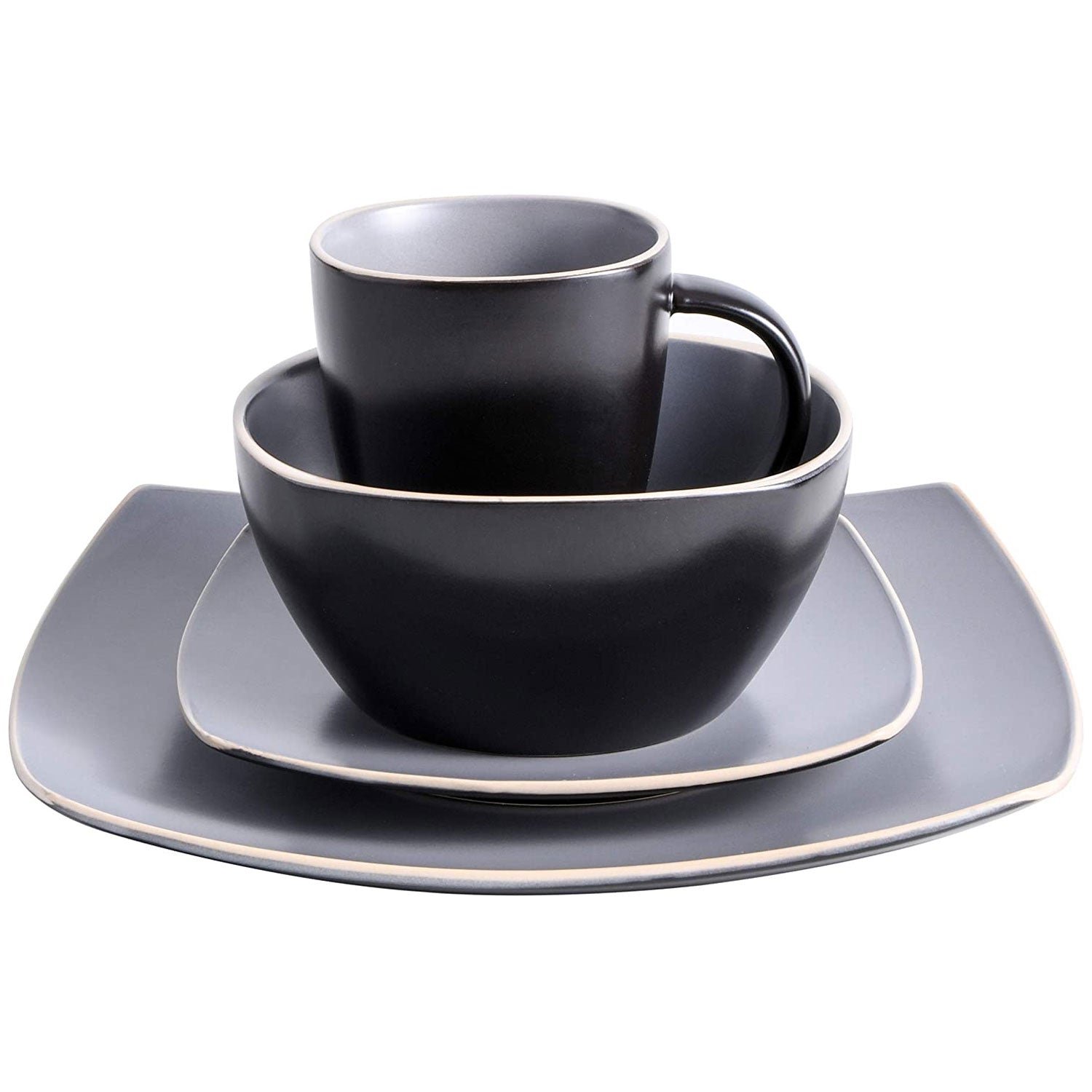 Gibson Elite Soho Lounge 16 Piece Plates, Bowls, & Mugs Dinnerware Set (2 Pack) - VMInnovations