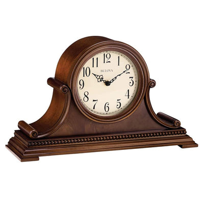 Bulova Battery Powered Chiming Mantel Clock, Brown Cherry Finish (For Parts)