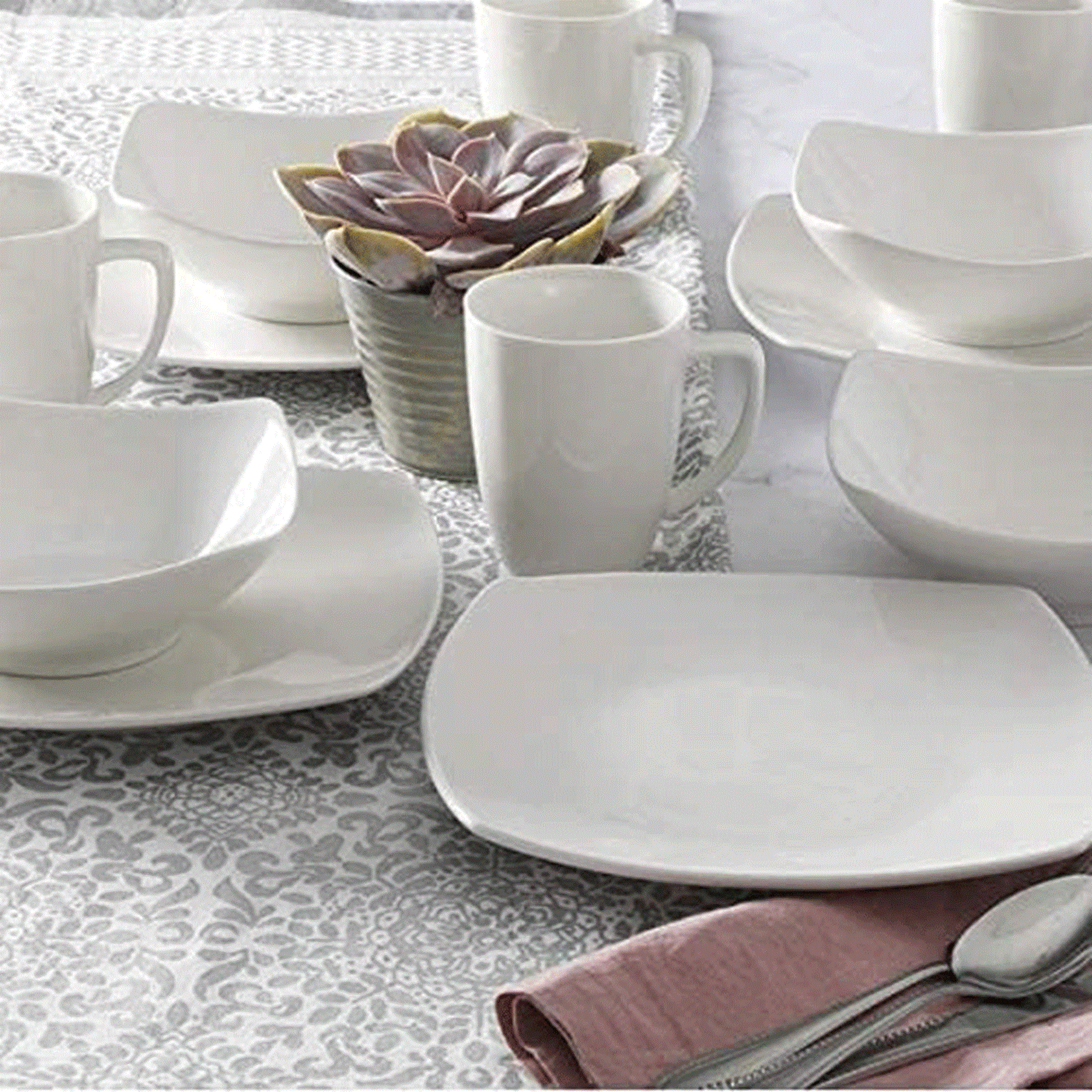 Gibson 102539.16RM Porcelain Zen Buffet 16 Piece Dinnerware Set, White (2 Pack) - VMInnovations
