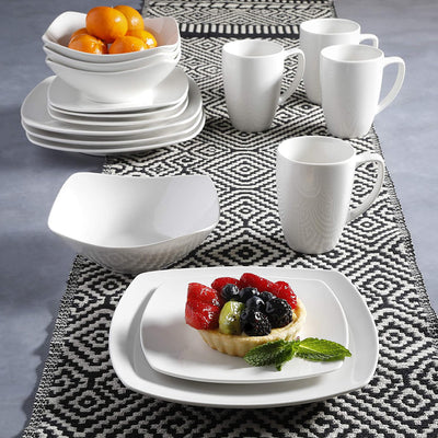 Gibson 102539.16RM Porcelain Zen Buffet 16 Piece Square Set, White (For Parts)