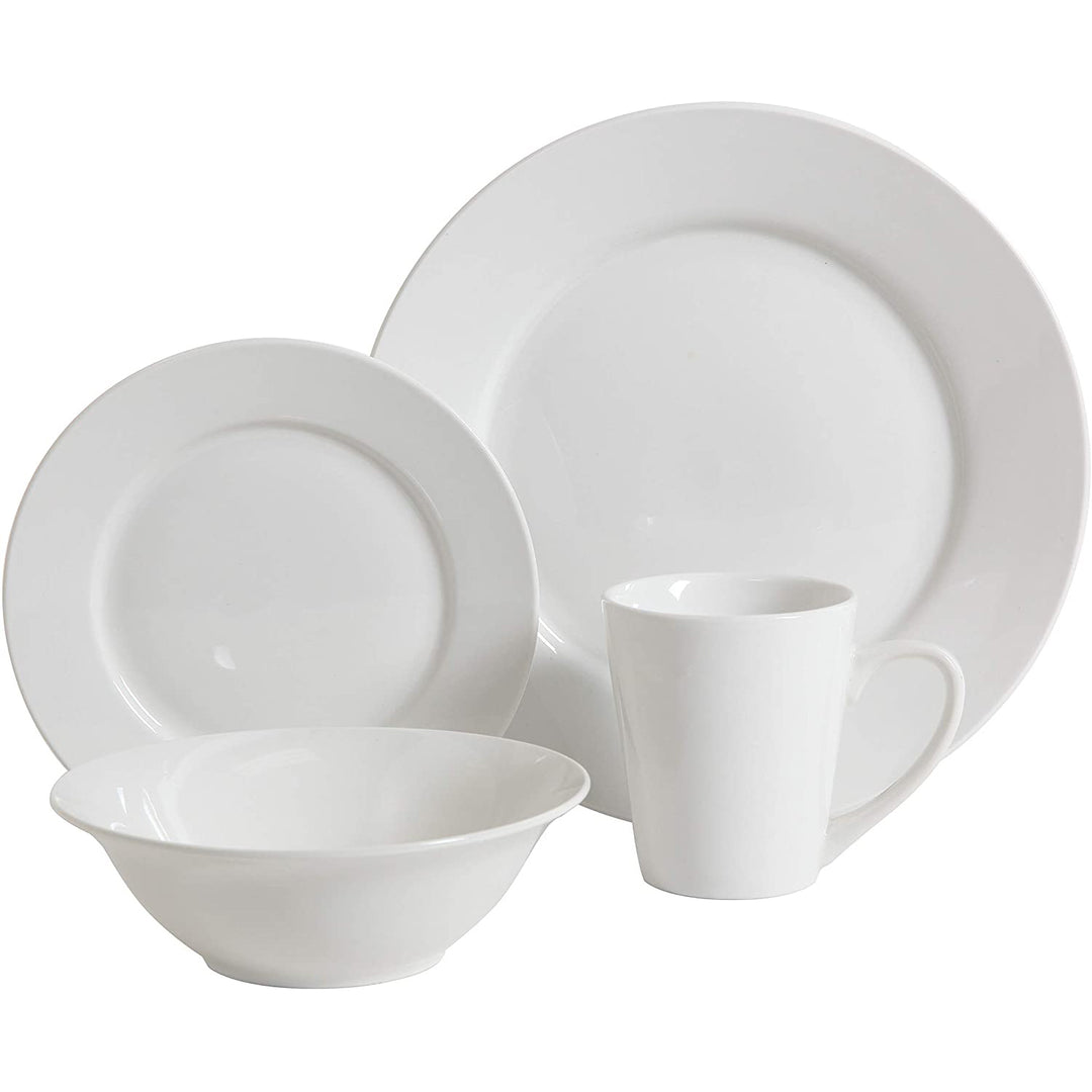 Gibson Porcelain Zen Buffet 16 Piece Round Dinnerware Set, White (Open Box) - VMInnovations