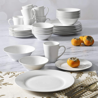 Gibson 102563.16RM Porcelain Zen Buffet 16 Piece Round Dinnerware Set, White