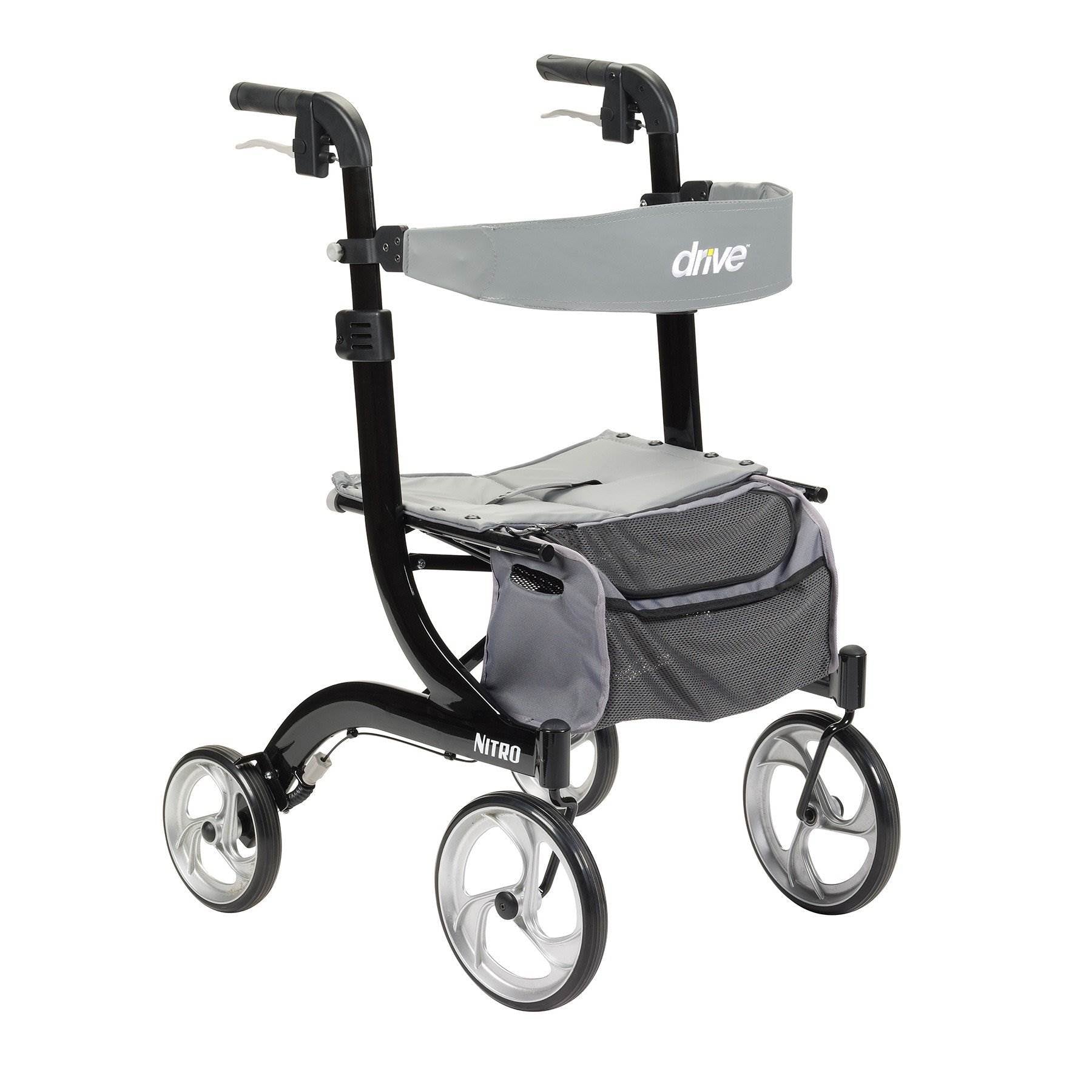 Drive Medical Nitro Aluminum Adjustable European Style Rollator Walker, Black