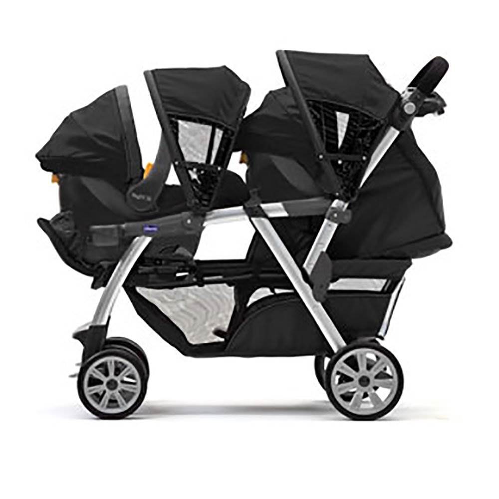 Chicco Cortina Together Double Infant Baby Toddler Folding Stroller, Minerale (Refurbished)