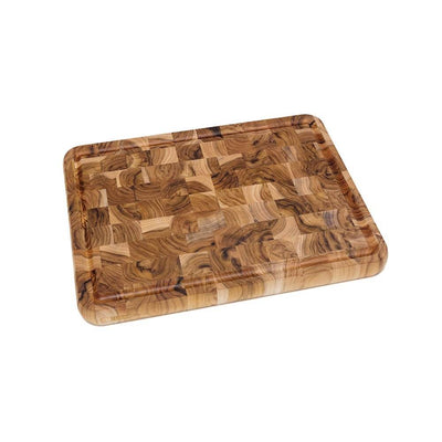 Lipper International Teak End Grain Wooden 16" x 12" Chopping Block with Handles