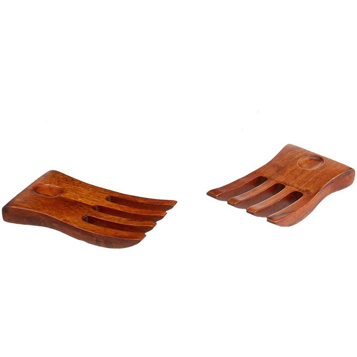 Lipper International Cherry Finished Wavy Rim Bowl w/ Salad Hands (Open Box) - VMInnovations