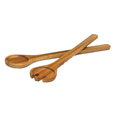 Lipper International 11742 Acacia Wood 12 Inch Wavy Rim Bowl with Salad Servers