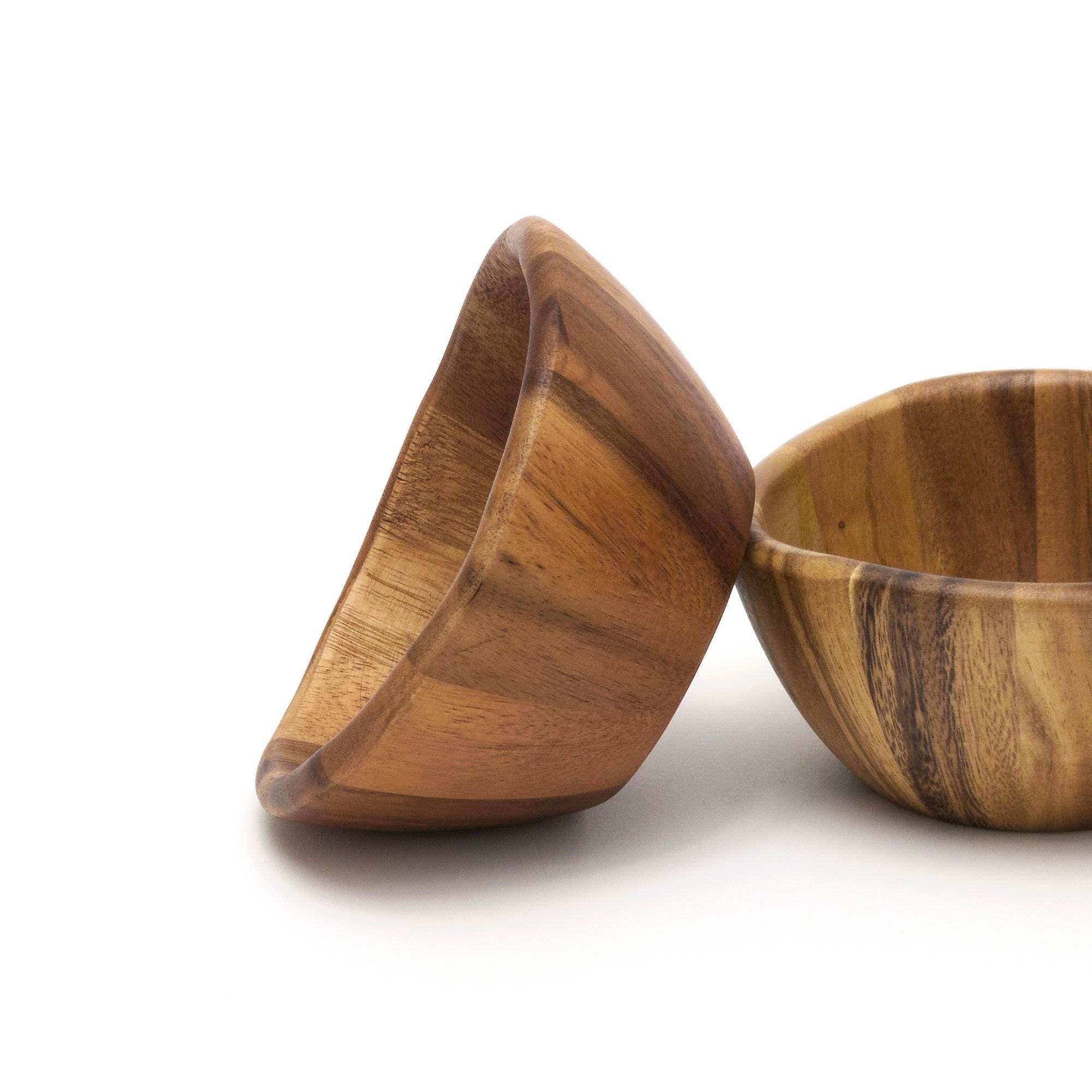 Lipper International Wooden Acacia Wave Shape Salad Serveware Bowl, Set of 4