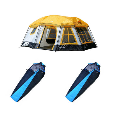 Tahoe Gear Ozark 16-Person Cabin Tent + Slumberjack Mummy Sleeping Bag (2 Pack)