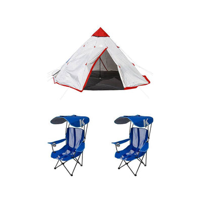 Tahoe Gear Blackhorn 4 4 Man Cone Tent + Kelsyus Folding Canopy Chair (2 Pack) - VMInnovations