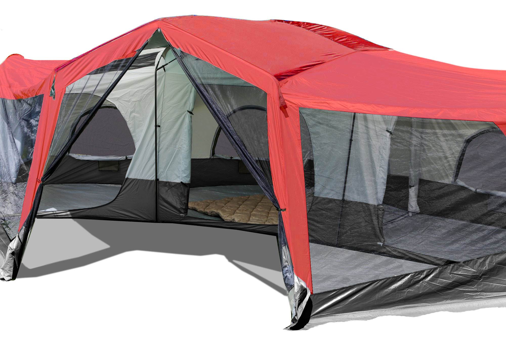 Tahoe Gear Carson Family Cabin Tent, Red + Intex Twin Dura Beam Single Airbed