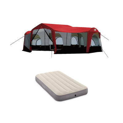 Tahoe Gear Carson Family Cabin Tent, Red + Intex Twin Dura Beam Single Airbed