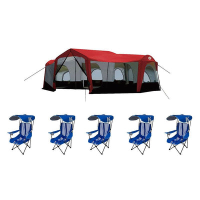 Tahoe Gear Carson 14 Person Cabin Tent + Kelsyus Folding Canopy Chair (5 Pack)